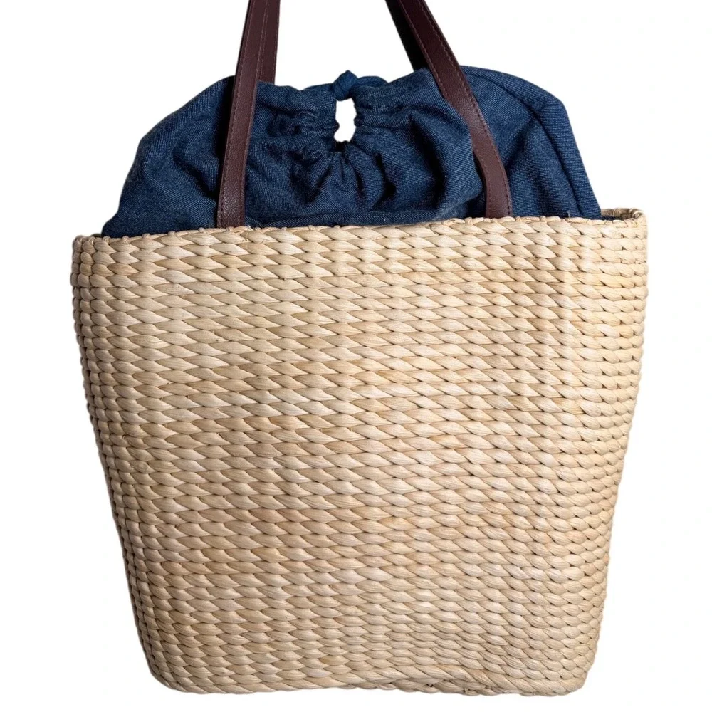 American‎ Flag Straw Tote Bag Woven Patriotic Beach Shoulder Bag